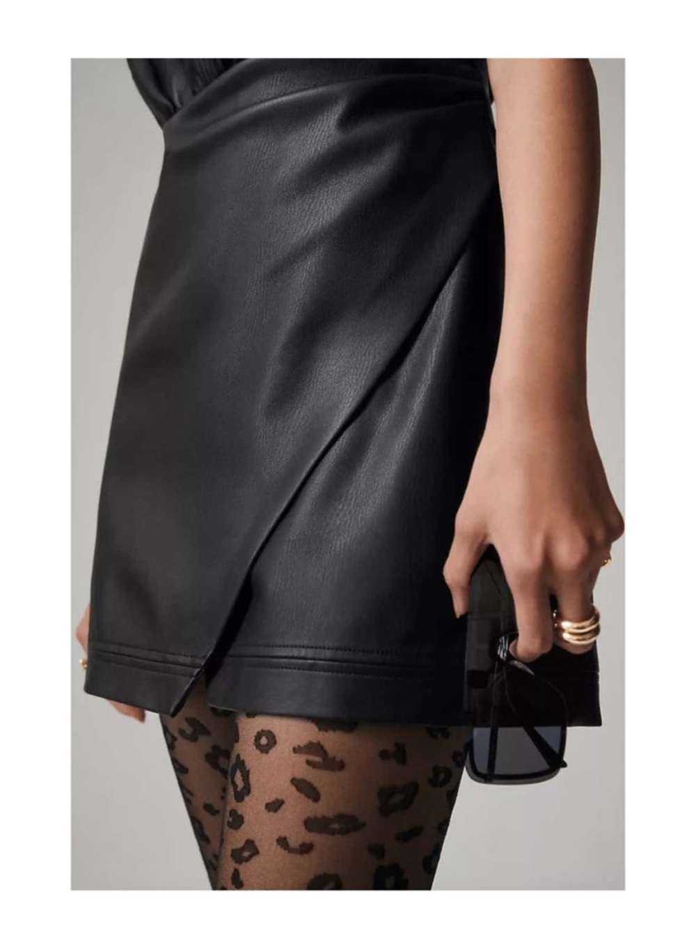 Anthropologie Black Faux Leather Mini Dress - Picture 12 of 16